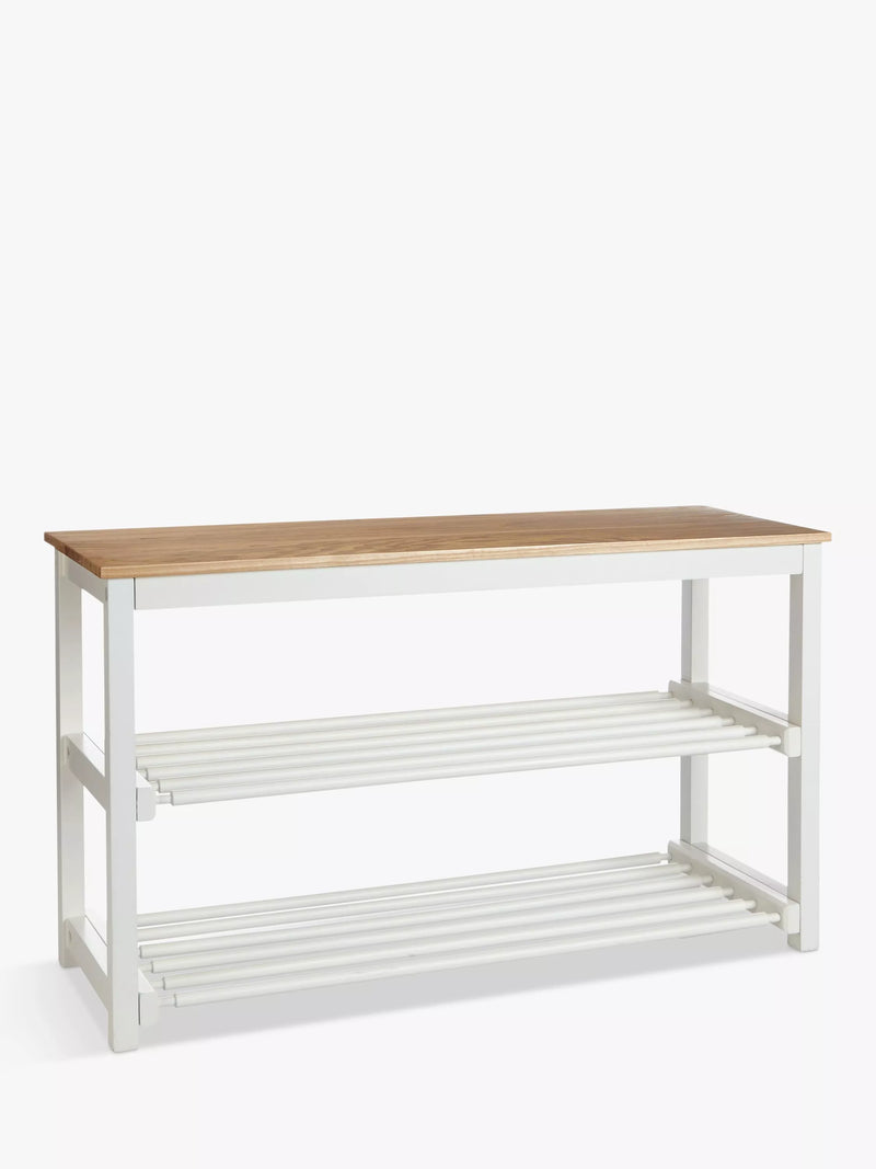 John Lewis Modern Country 3 Tier Shoe Rack, Lily White