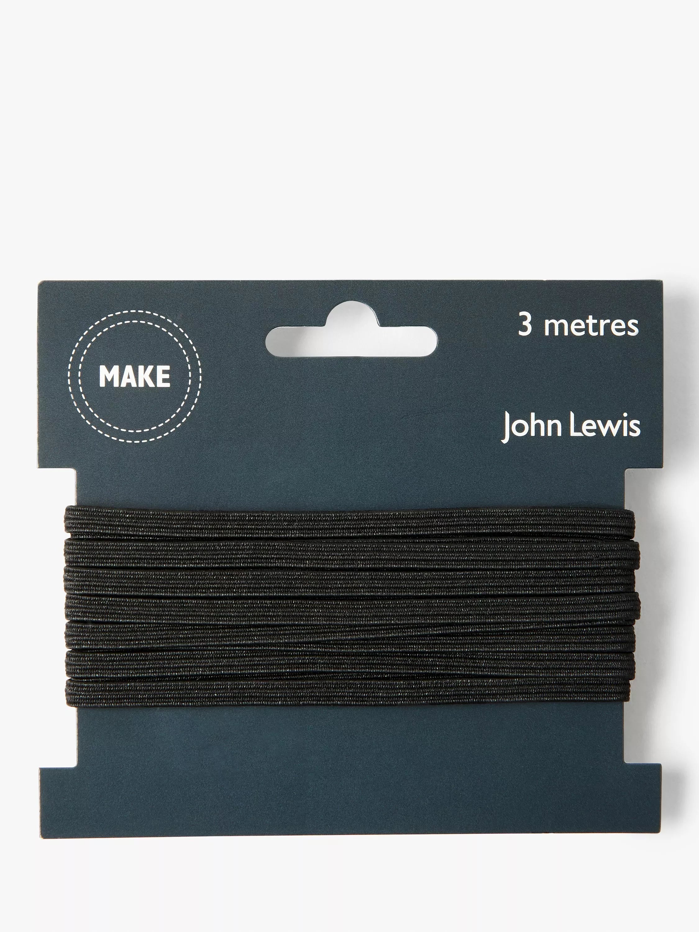 John Lewis black elastic 4mm 3 metres, imported from the UK
