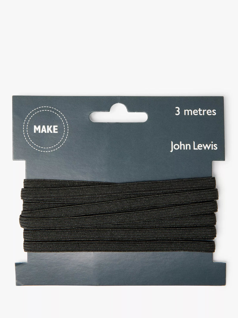 White Elastic Cord 6mm Width, 3 Metres Long, Polypropylene/Rubber Blend