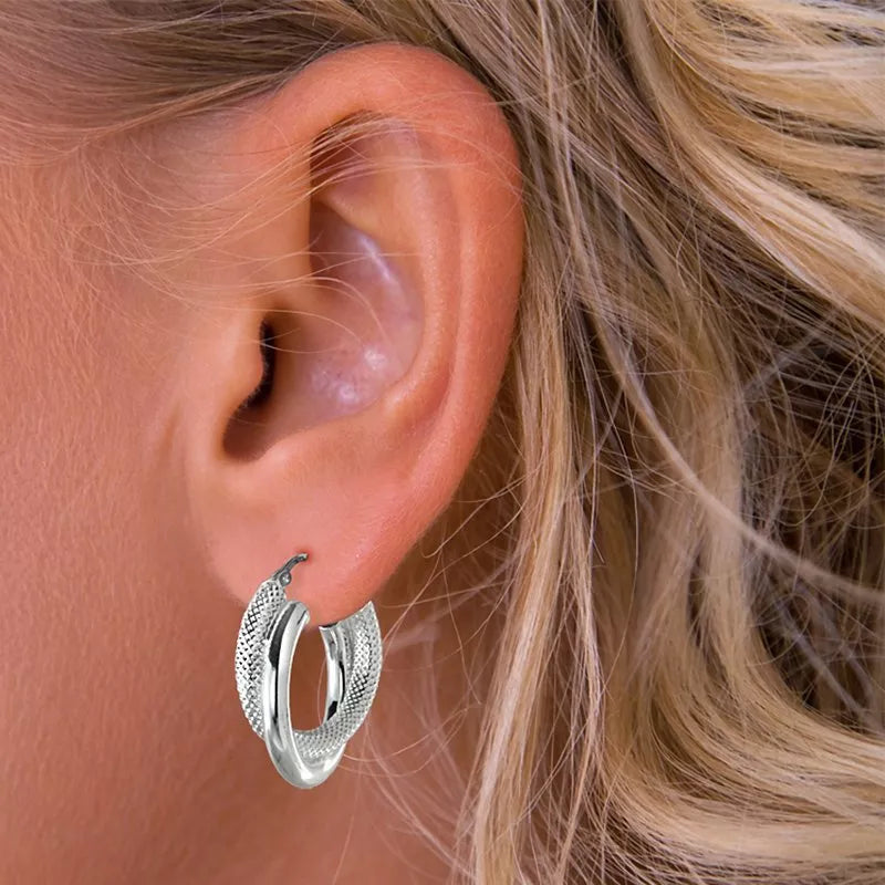 Nina B silver double hoop earrings 2cm, imported from the UK