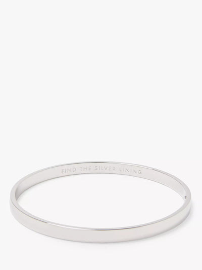 Bracelet jonc plaqué rhodium avec inscription 'Find the Silver Lining', Argenté
