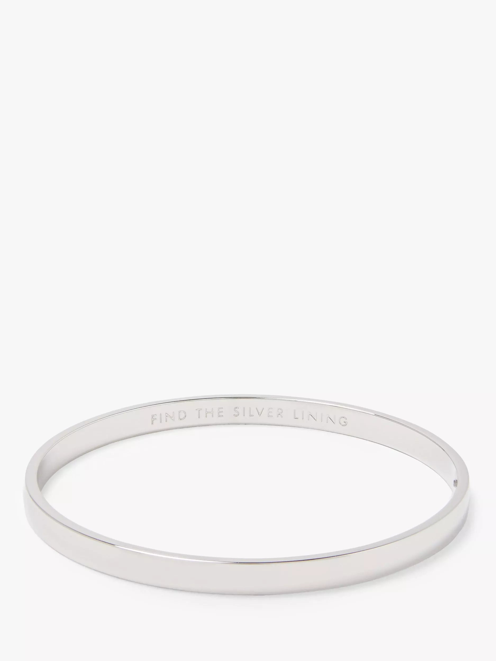 kate spade new york silver bangle with 'Find the Silver Lining' inscription, UK version