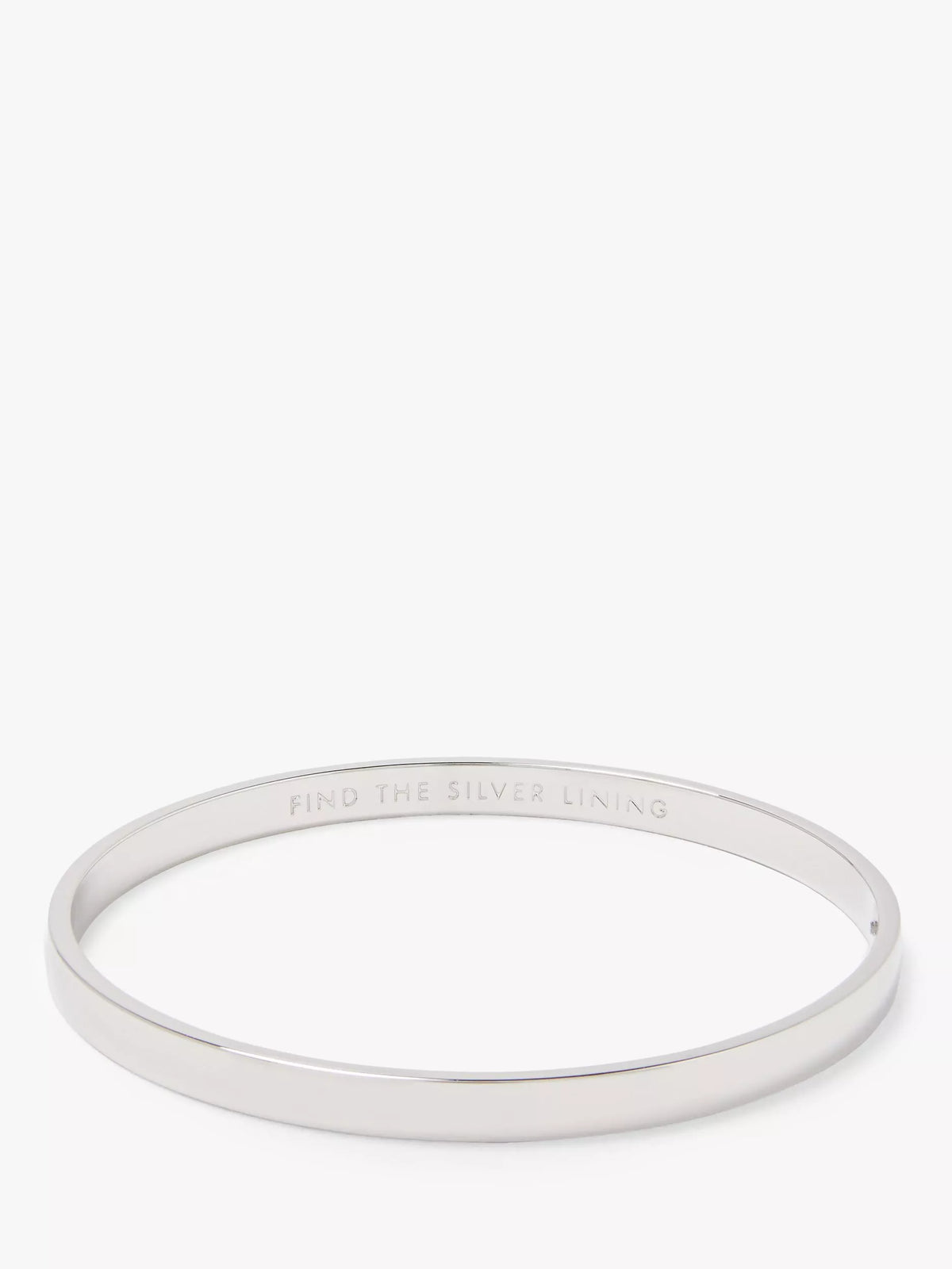 kate spade new york silver bangle with 'Find the Silver Lining' inscription, UK version