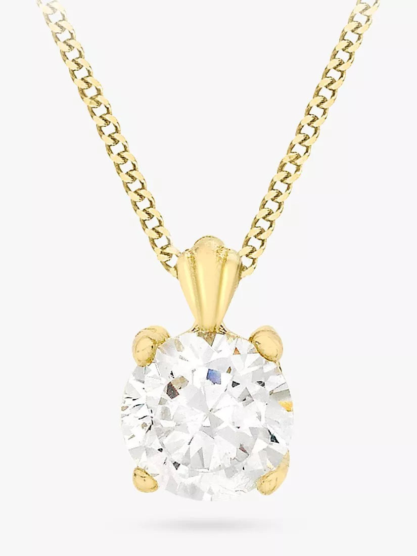 IBB 9ct gold cubic zirconia pendant necklace, UK version