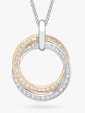 IBB 9ct gold double ring pendant necklace with cubic zirconia - British product