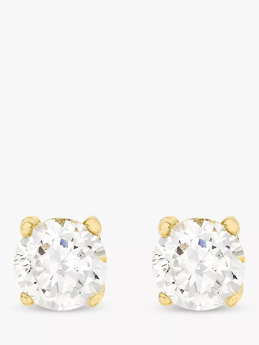 IBB 9ct yellow gold cubic zirconia stud earrings, UK version