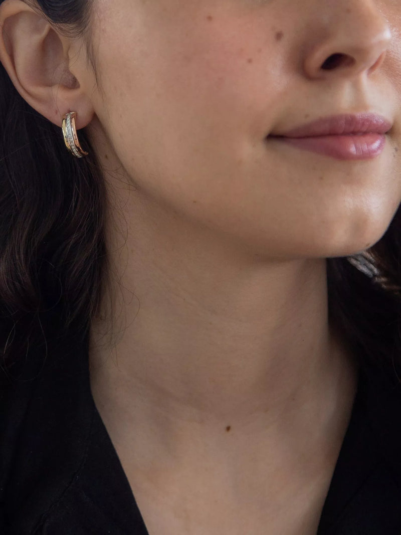 IBB half hoop earrings in 9ct gold with three tones - British product