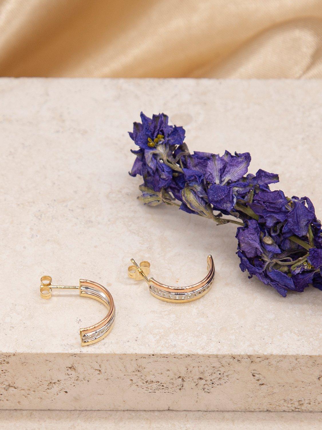 IBB half hoop earrings in 9ct gold with three tones - British product
