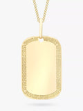 IBB 9ct yellow gold Grecian dog tag pendant necklace - British product