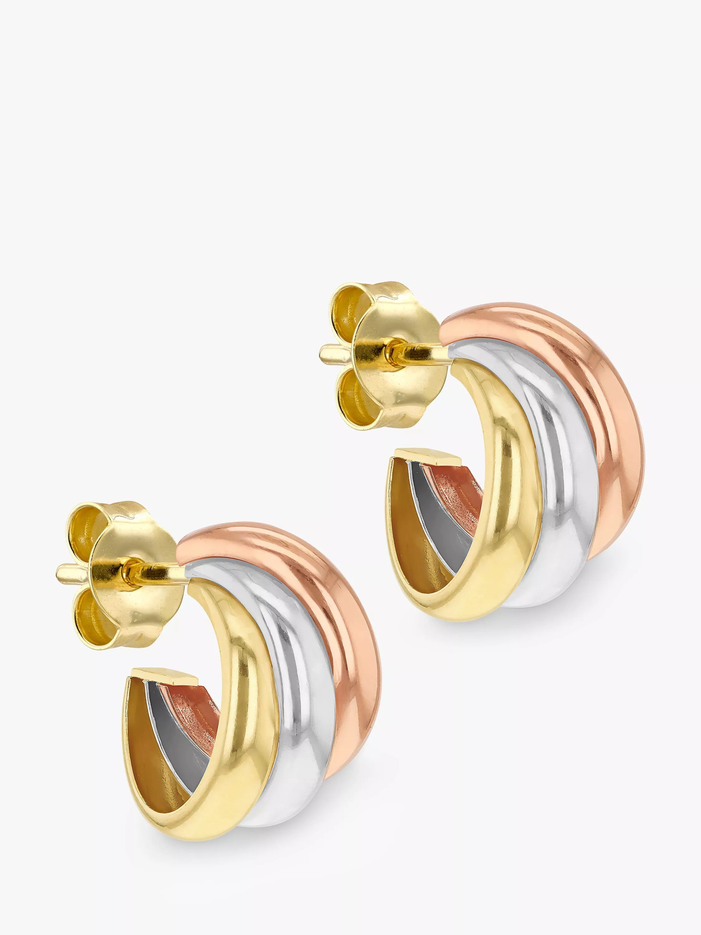 IBB three colour Russian stud earrings 9ct gold (British brand)