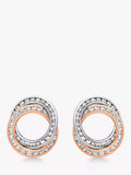 IBB 9ct two-tone gold cubic zirconia linked ring stud earrings, imported from the UK