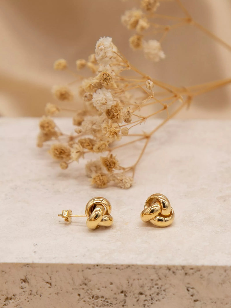IBB 9ct gold knot stud earrings 8mm, UK version