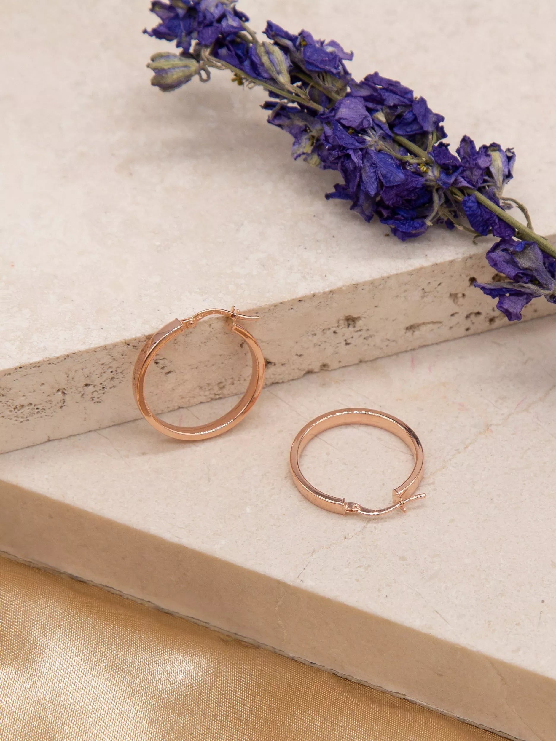 IBB 9ct rose gold hoop earrings, UK version