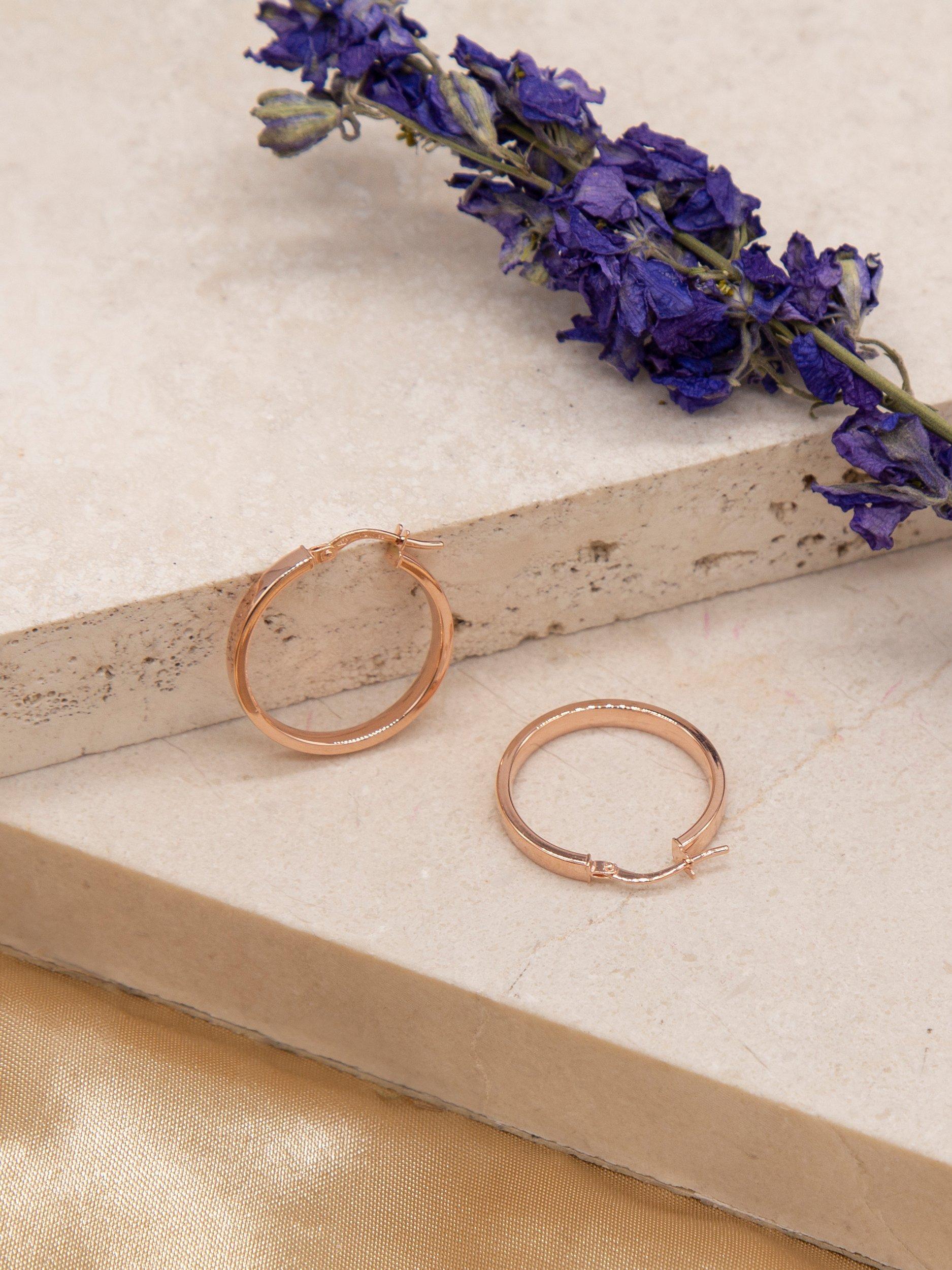IBB 9ct rose gold hoop earrings, UK version