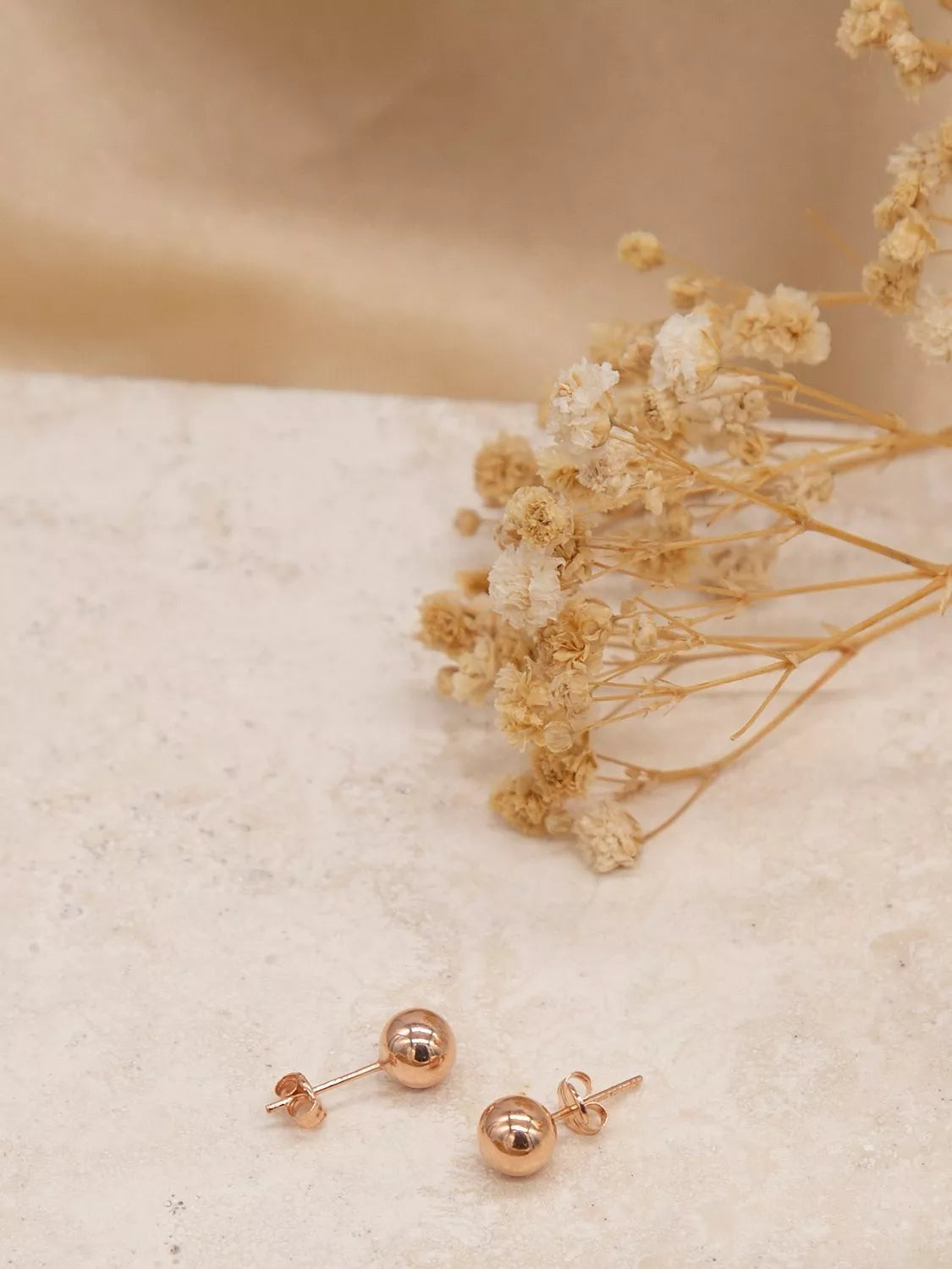 IBB rose gold ball stud earrings 6mm, imported from the UK
