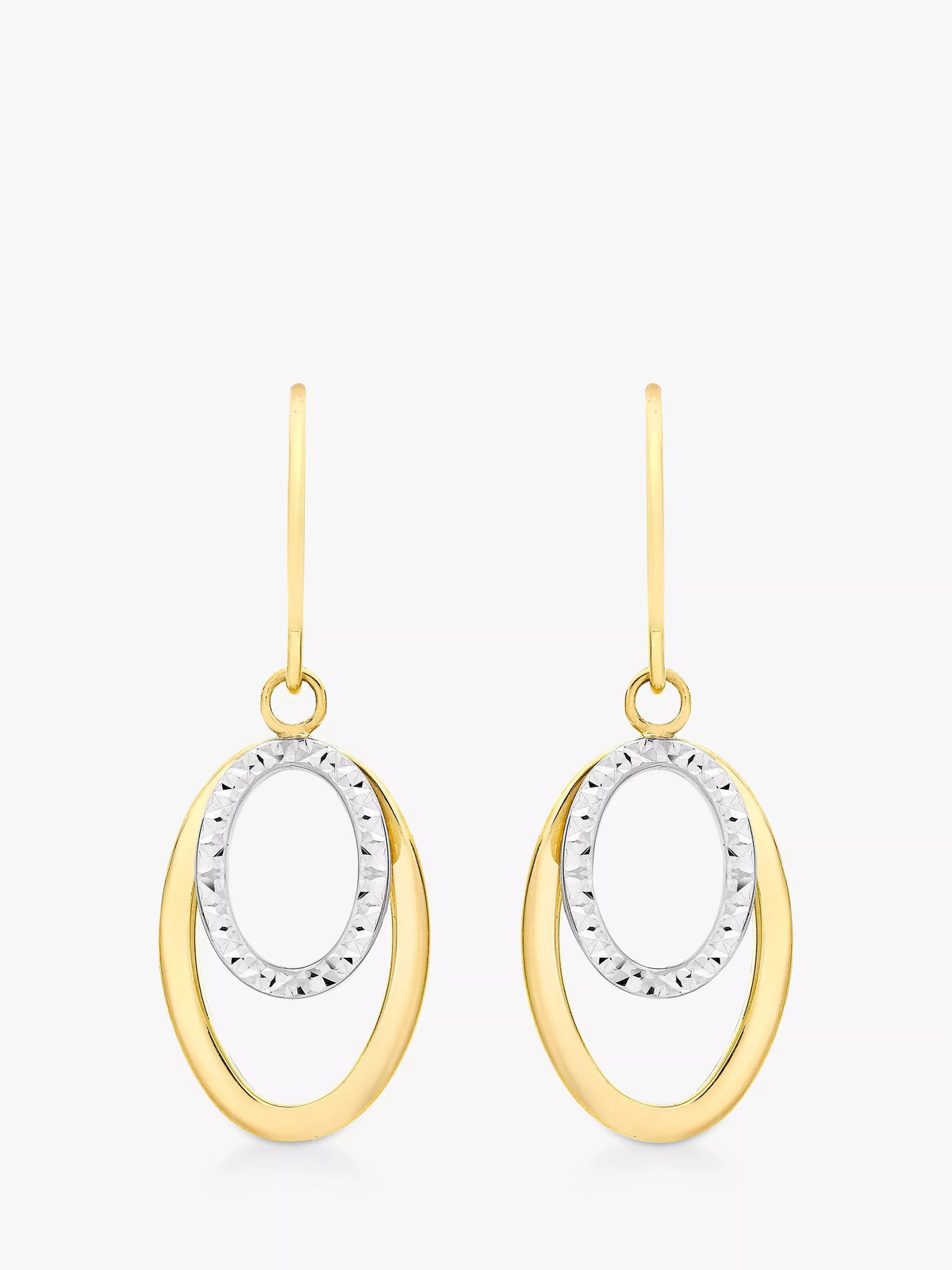 IBB 9ct two-tone double oval drop earrings - UK version