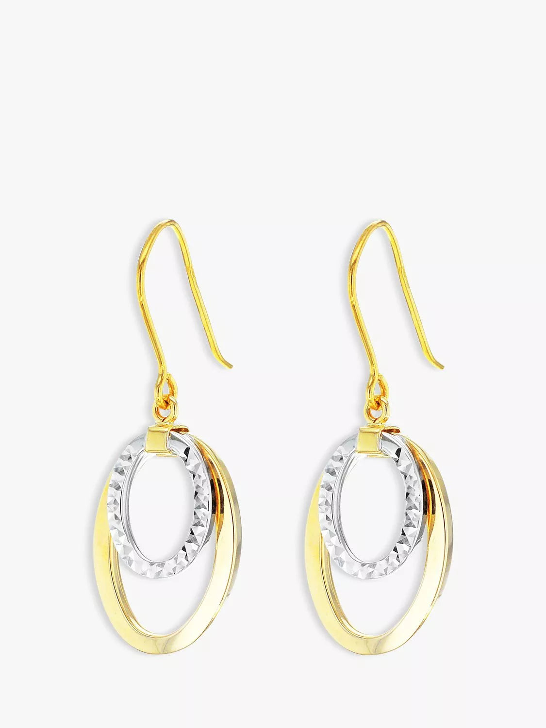IBB 9ct two-tone double oval drop earrings - UK version