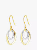 IBB 9ct two-tone double oval drop earrings - UK version