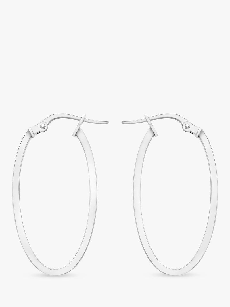 IBB 9ct white gold oval creole earrings - British product