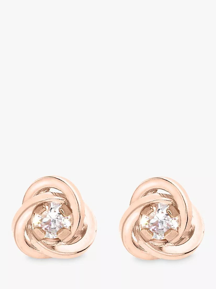 IBB 9ct rose gold knot stud earrings - British product