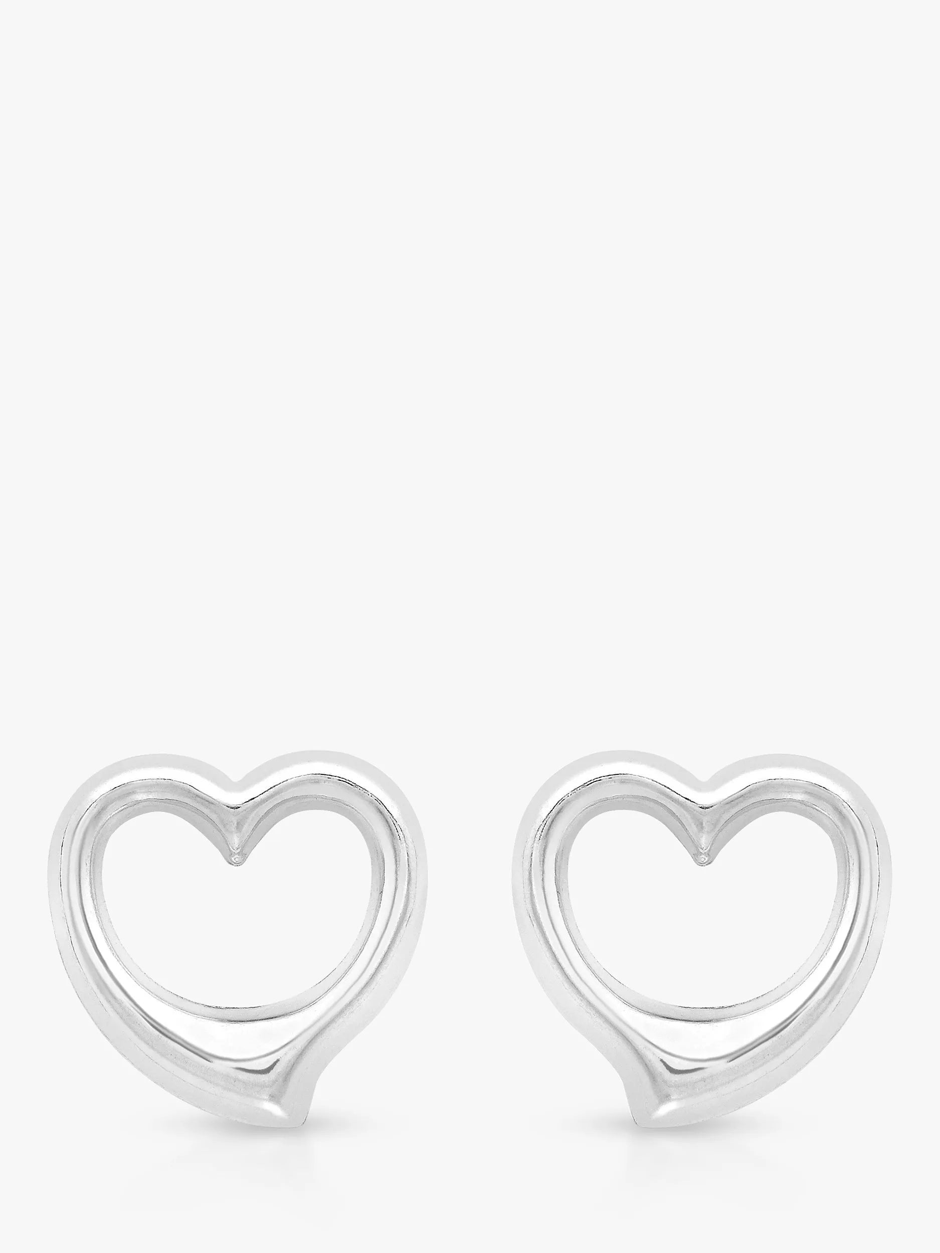 IBB 9ct white gold heart stud earrings 11mm (British brand)