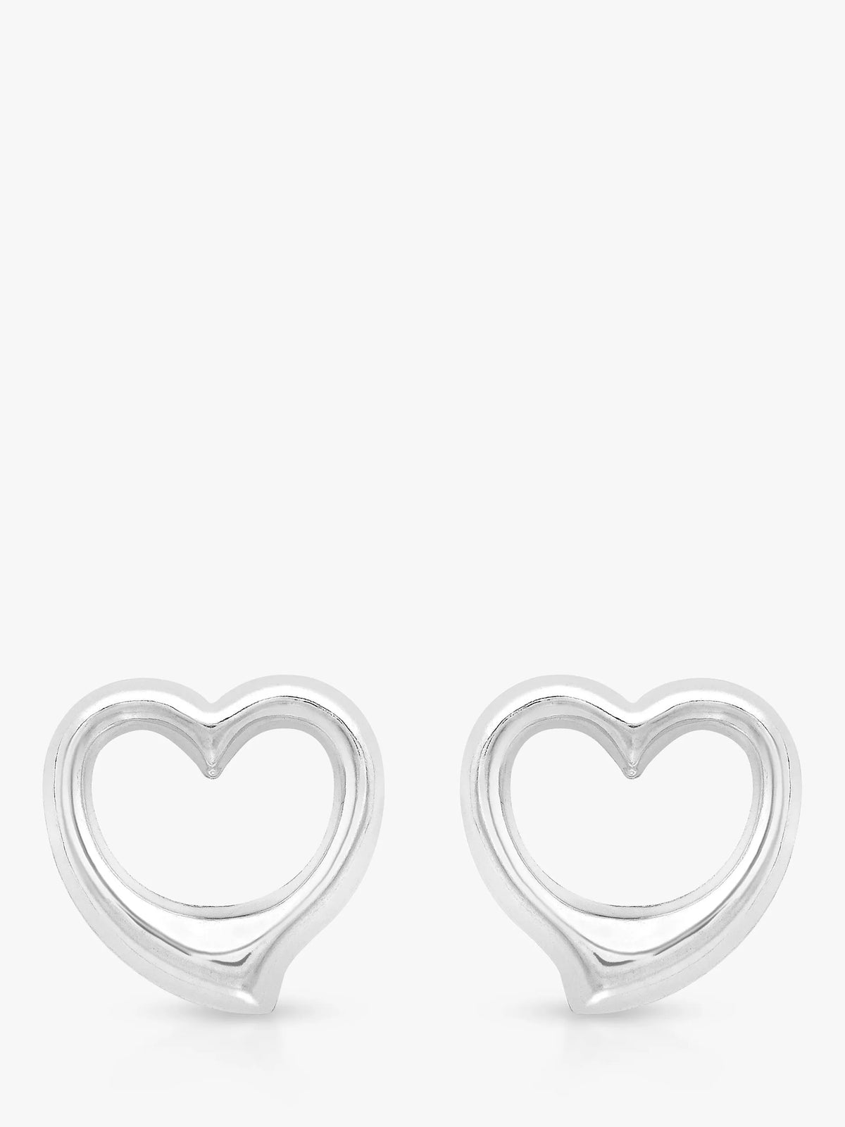IBB 9ct white gold heart stud earrings 11mm (British brand)