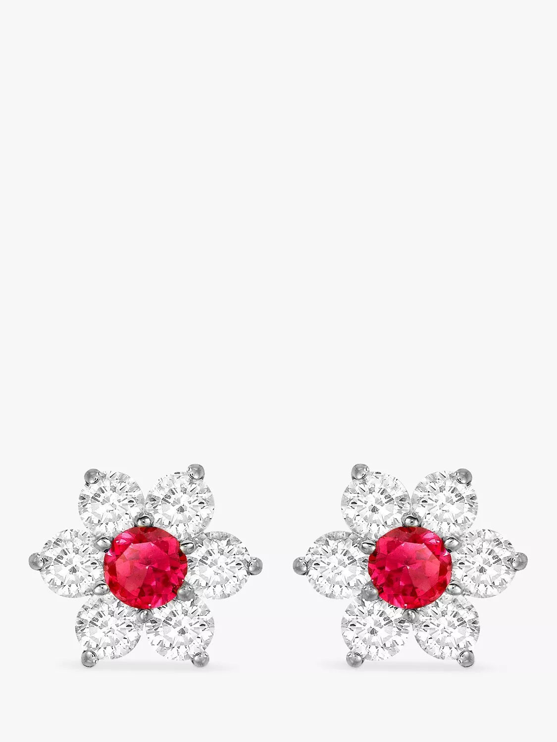 IBB 9ct white gold flower cluster stud earrings 10mm, imported from the UK
