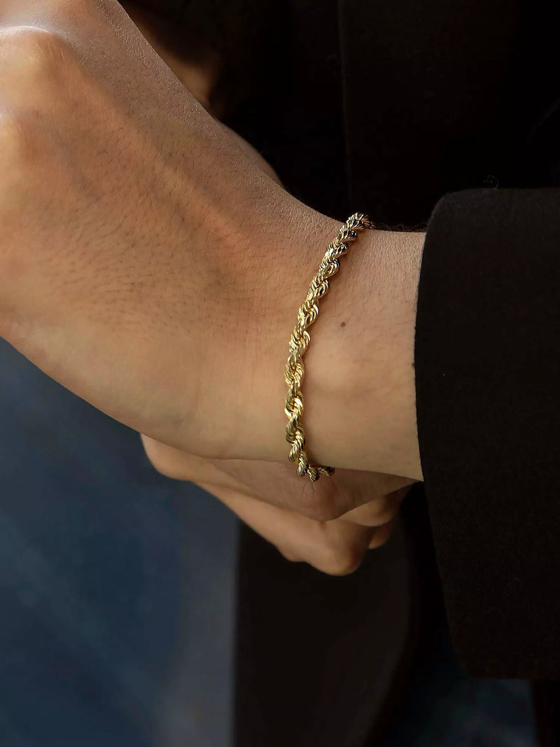 IBB 9ct yellow gold hollow rope bracelet, UK version