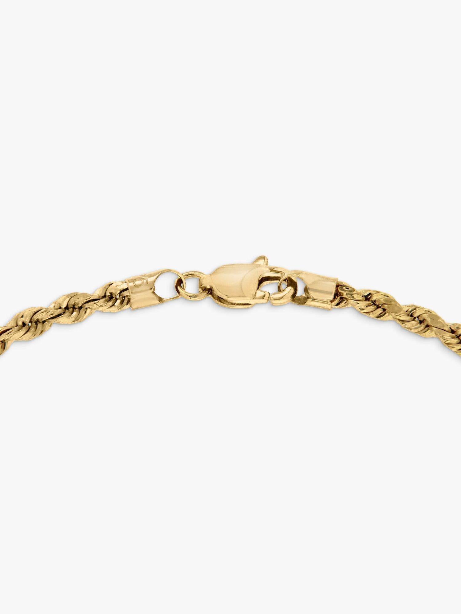 IBB 9ct yellow gold hollow rope bracelet, UK version