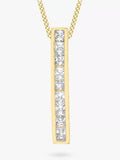 IBB 9ct gold cubic zirconia bar drop pendant with chain (British brand)