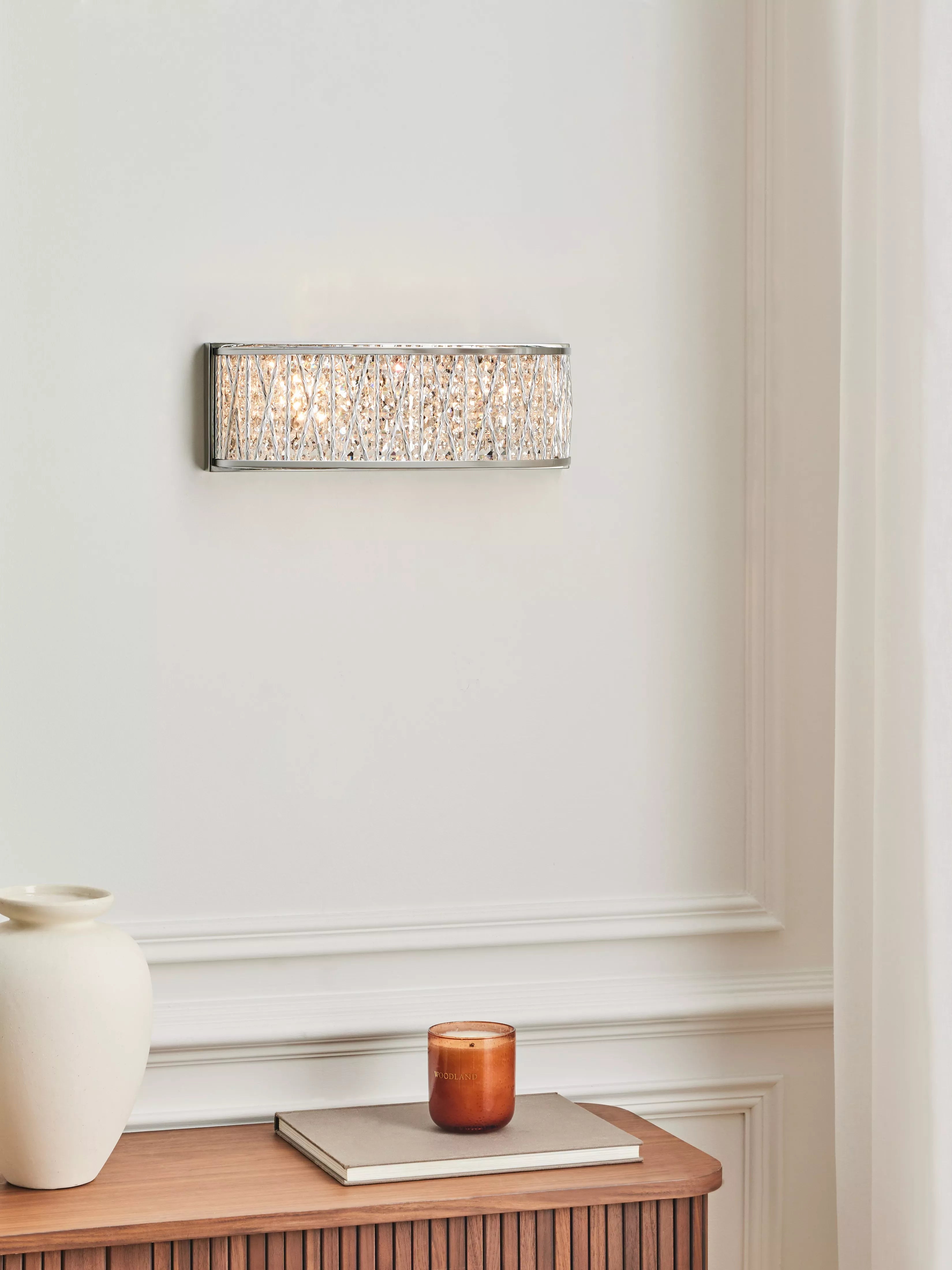 John Lewis Emilia crystal drum wall light, imported from the UK