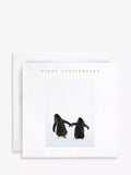 Susan O'Hanlon penguin holding hands anniversary card - British product