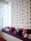 Harlequin Limosa wallpaper in indigo, mustard, and stone, UK version
