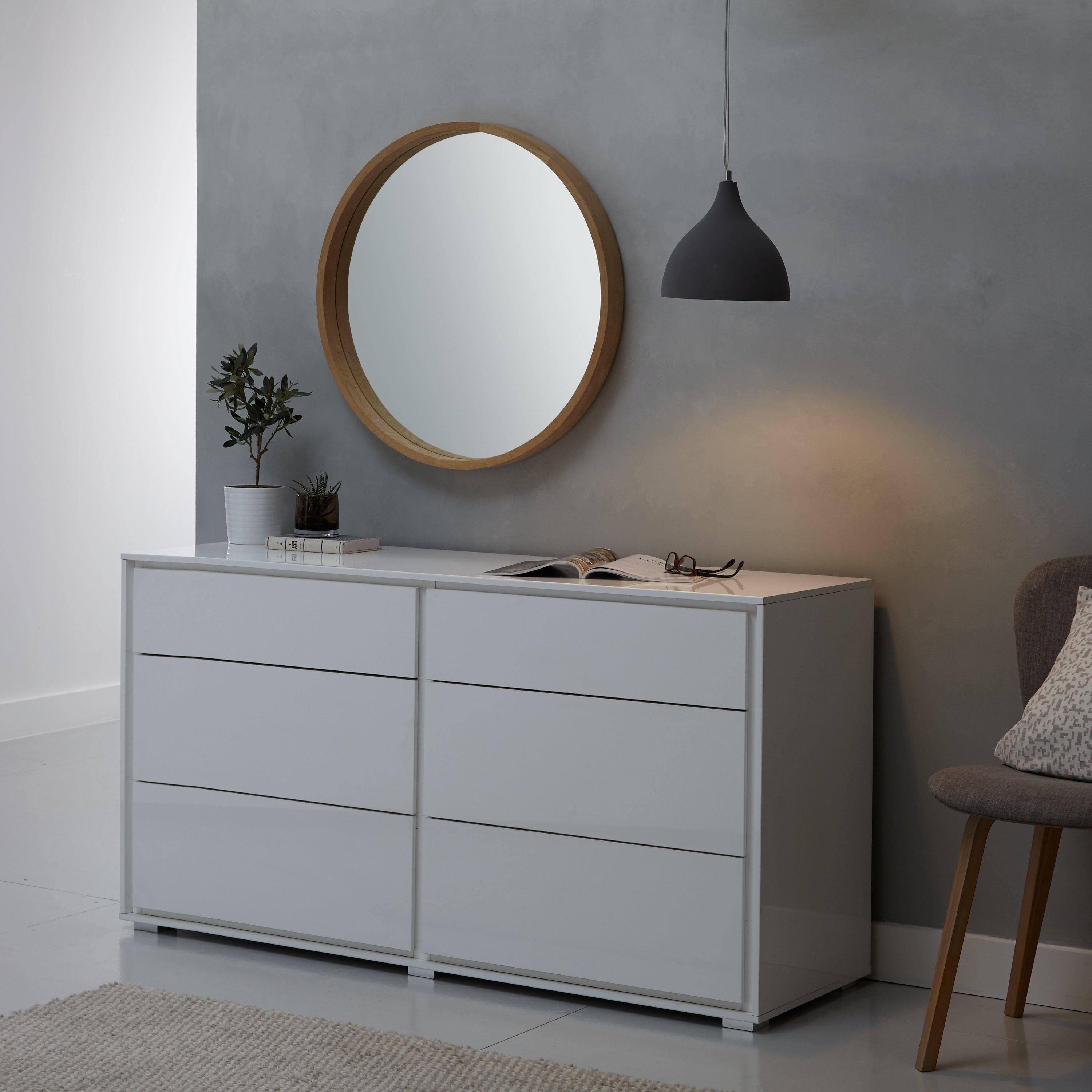 John Lewis Scandi round oak wood wall mirror - British product