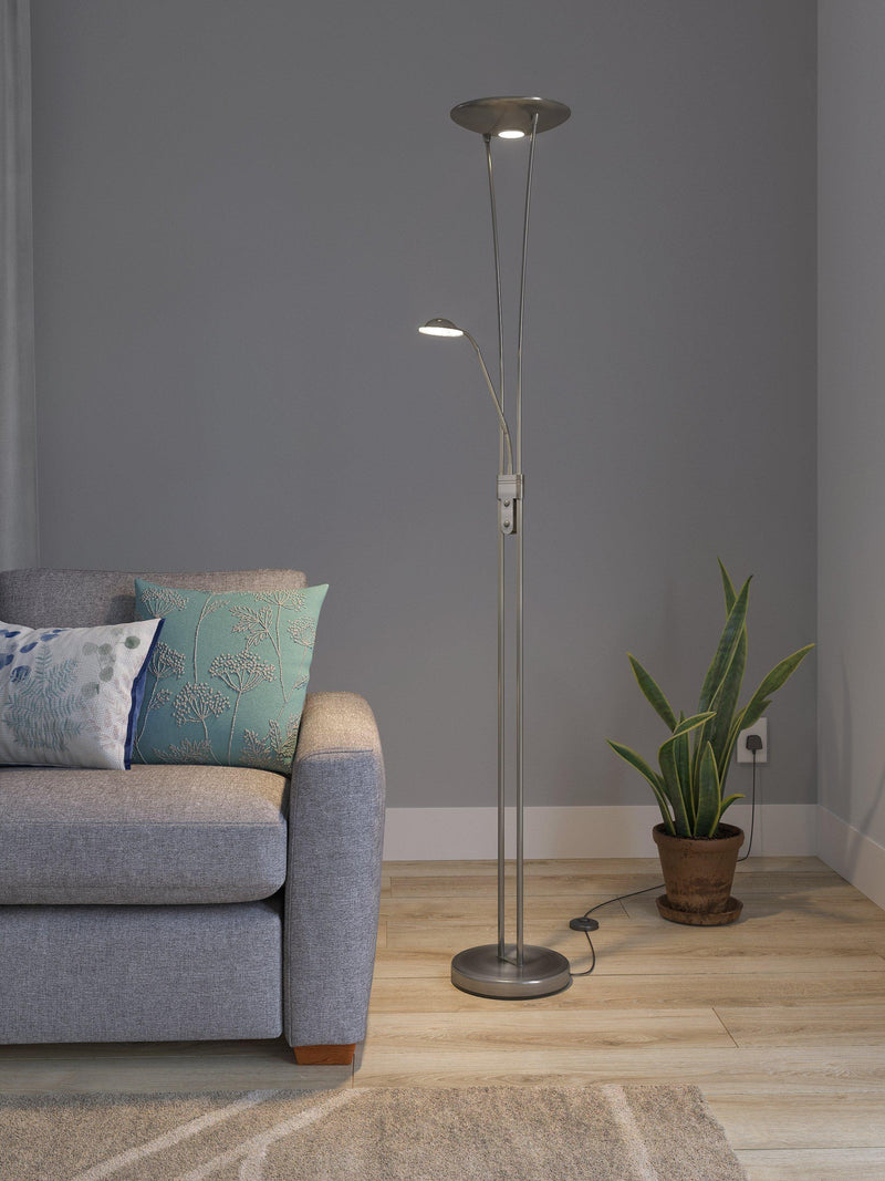 John Lewis Levity LED floor lamp satin nickel - British product