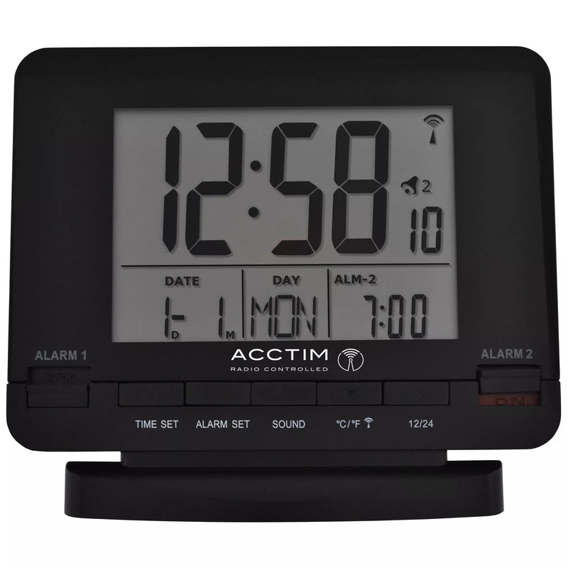 Acctim radio controlled dual alarm clock black - British product