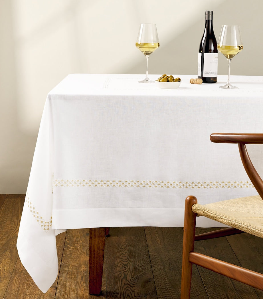 Dea Linen Embroidered Liri Tablecloth 170cm x 270cm - British product