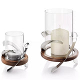 Robert Welch Helix tea light holder stainless steel walnut, UK version