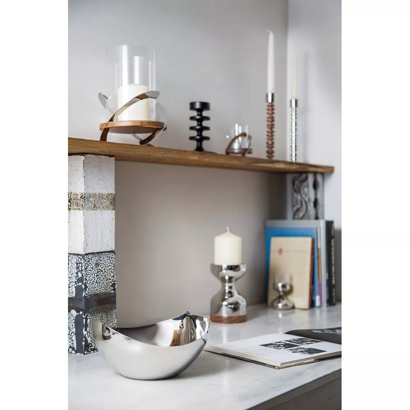 Robert Welch Helix tea light holder stainless steel walnut, UK version