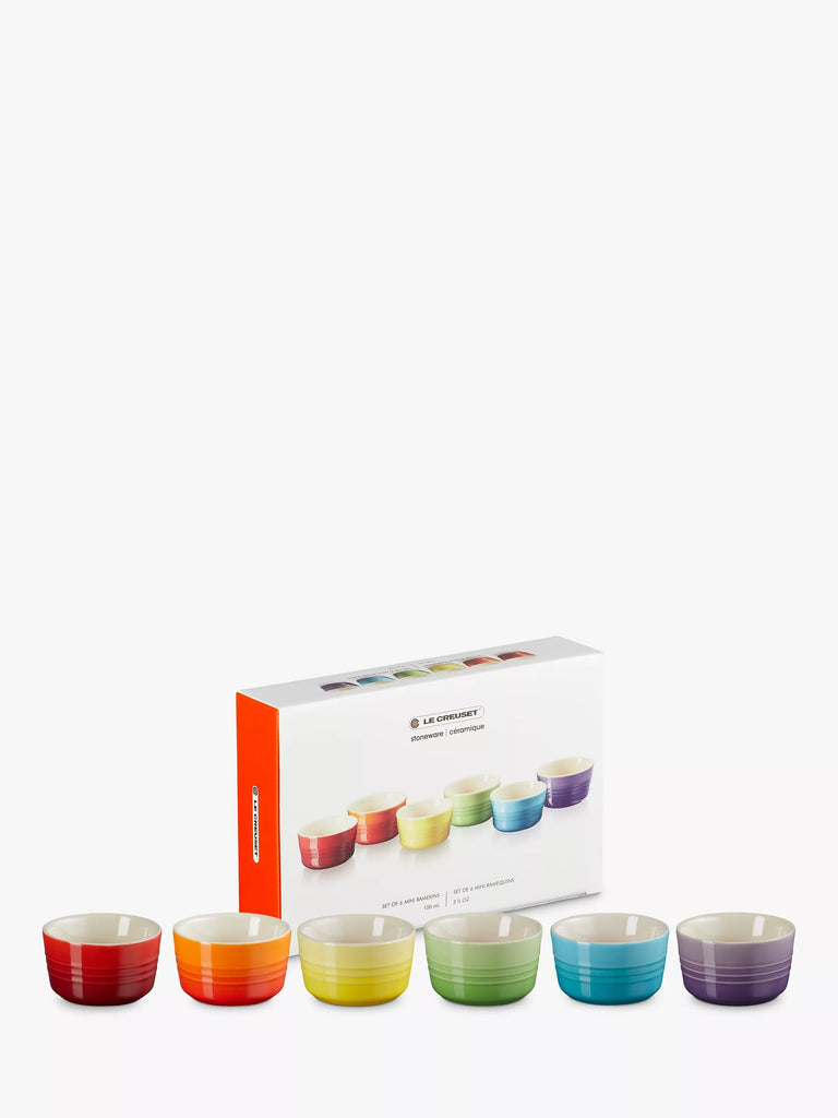 Le Creuset Stoneware Rainbow Mini Ramekins, Set of 6, Assorted