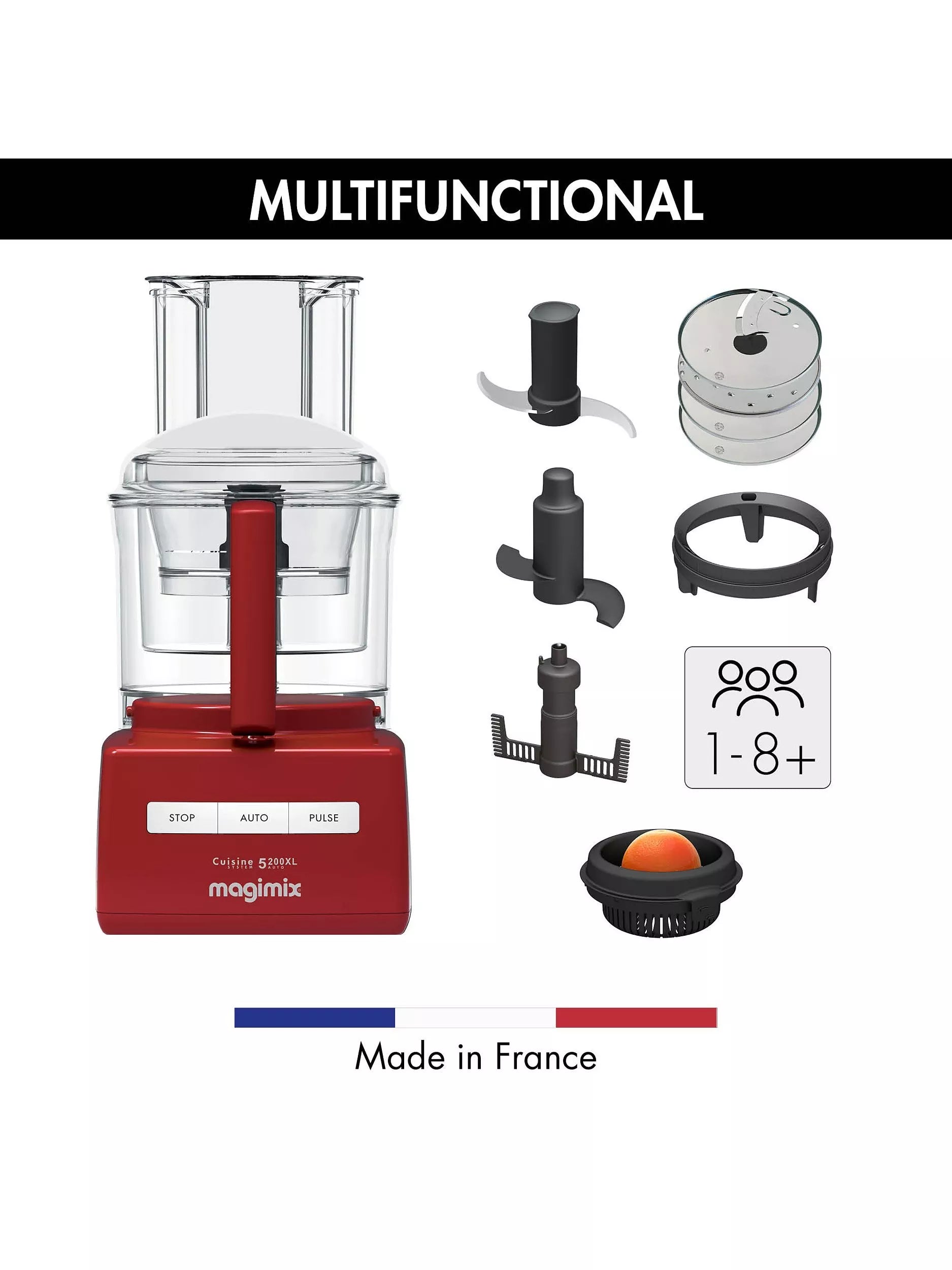 Magimix 5200XL food processor with bowls and discs, imported from the UK