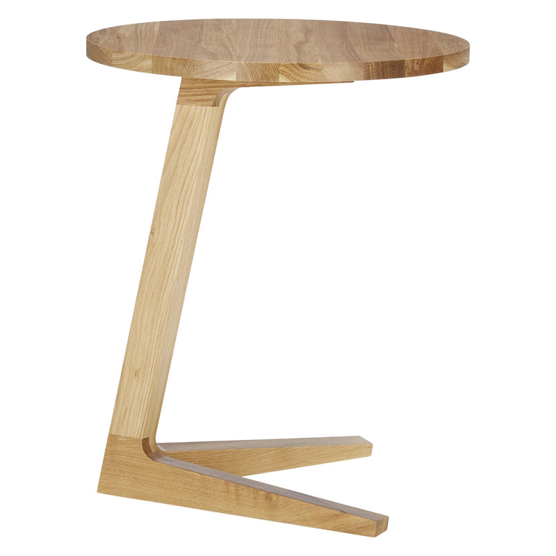Case Cross round side table in solid oak finish, UK version
