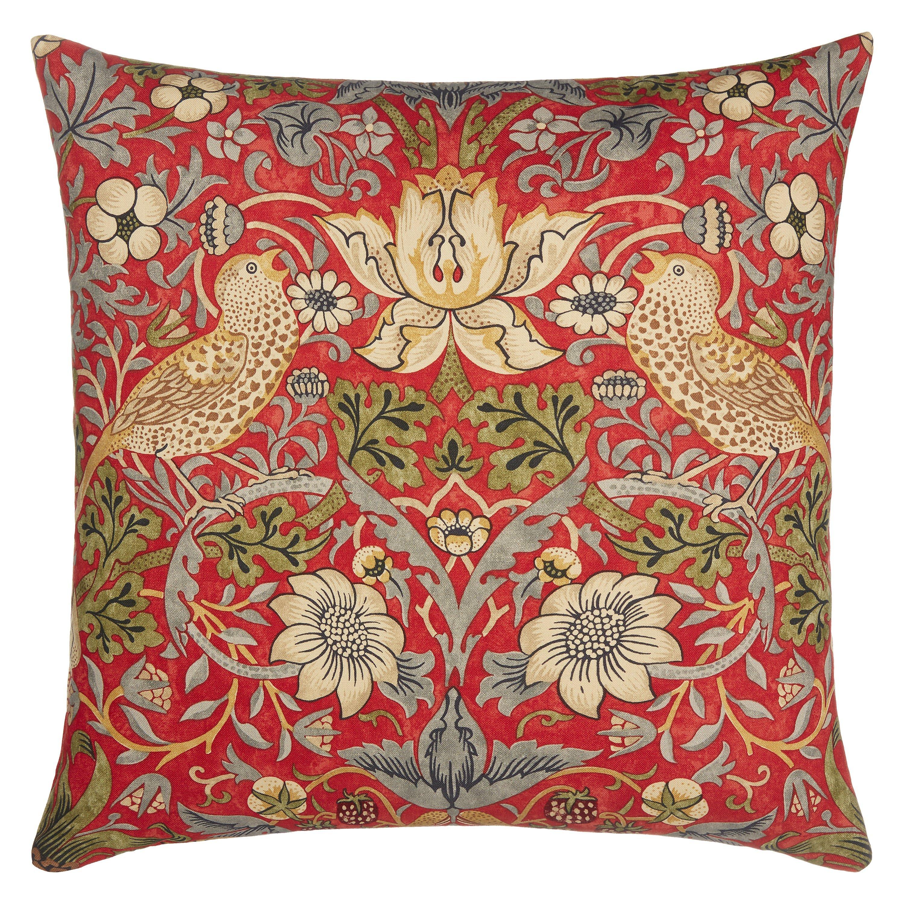 Morris & Co. Strawberry Thief cushion 43x43cm, UK version