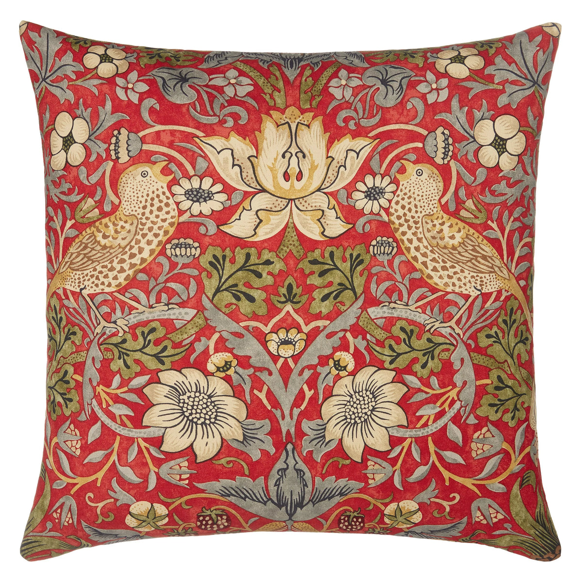 Morris & Co. Strawberry Thief cushion 43x43cm, UK version