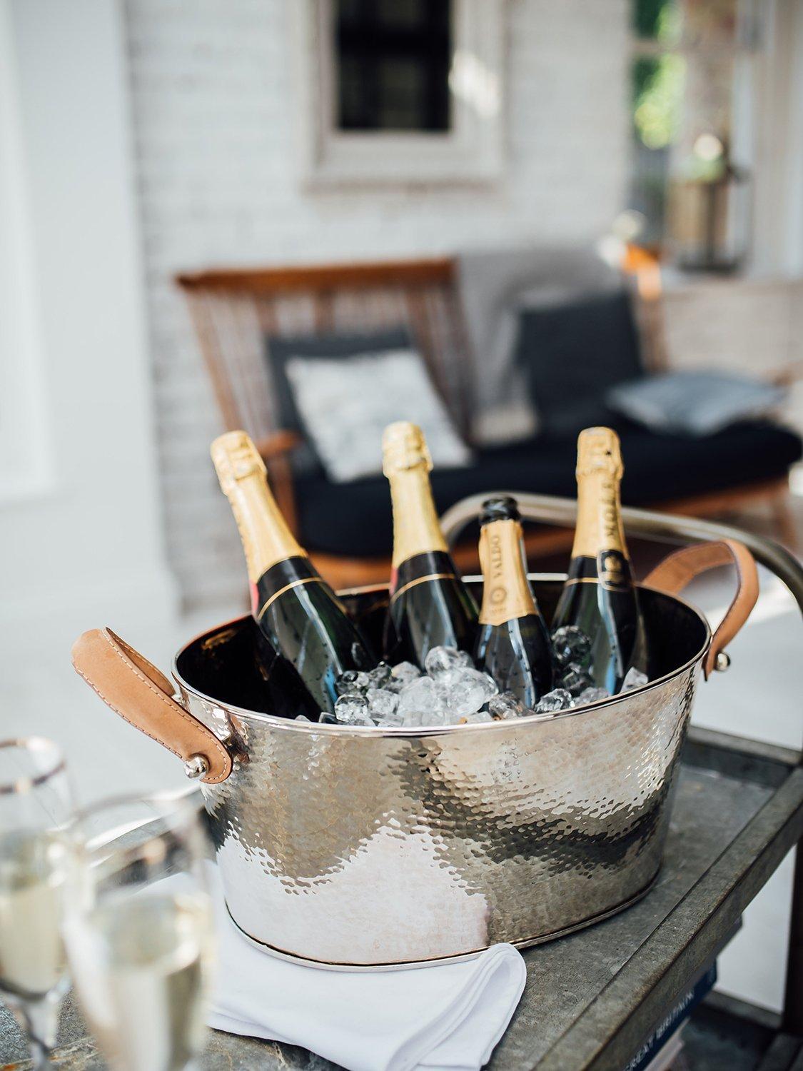 Culinary Concepts hammered champagne bath with leather handles, UK version