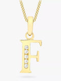 IBB 9ct Gold Cubic Zirconia Initial Pendant Necklace, F