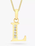 IBB 9ct Gold Cubic Zirconia Initial Pendant Necklace, L
