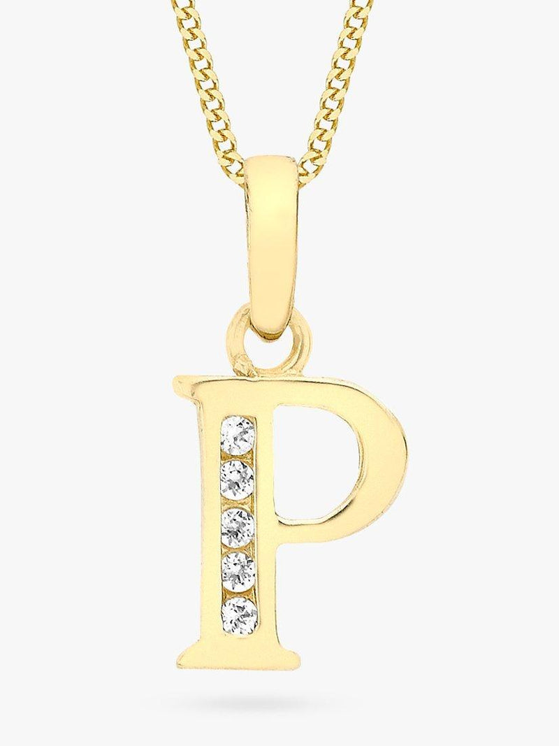 IBB 9ct gold cubic zirconia initial pendant - British product