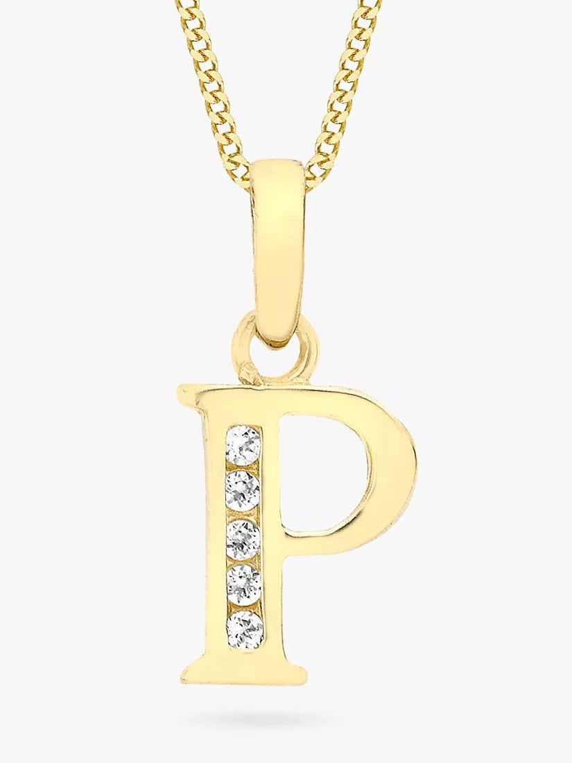 IBB 9ct gold cubic zirconia initial pendant - British product