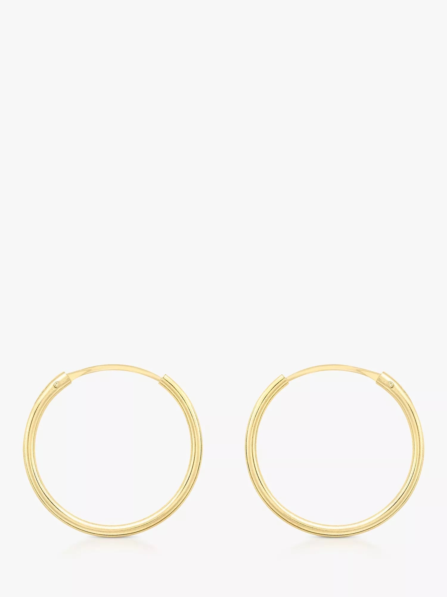 IBB 9ct gold hoop earrings, diameter 1.5cm (British brand)